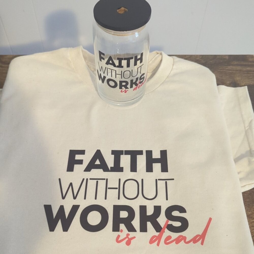 Custom Faith based tshirt with glass cup